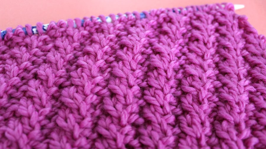 Diagonal Rib Knit Stitch Pattern by Studio Knit with Free Pattern and Video Tutorial by Studio Knit