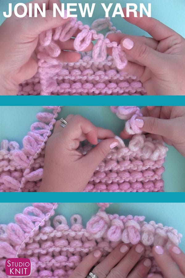 How to Join a new ball of yarn using Loop Yarn. Knitting for Kids with Studio Knit includes video tutorial!