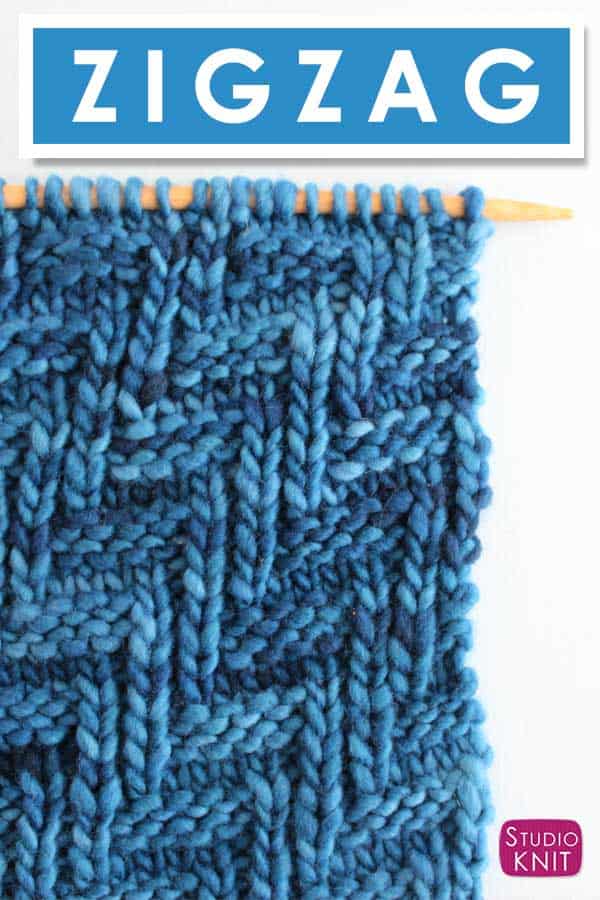 Diagonal Chevron Zigzag Stitch Knitting Pattern for Beginners Studio Knit