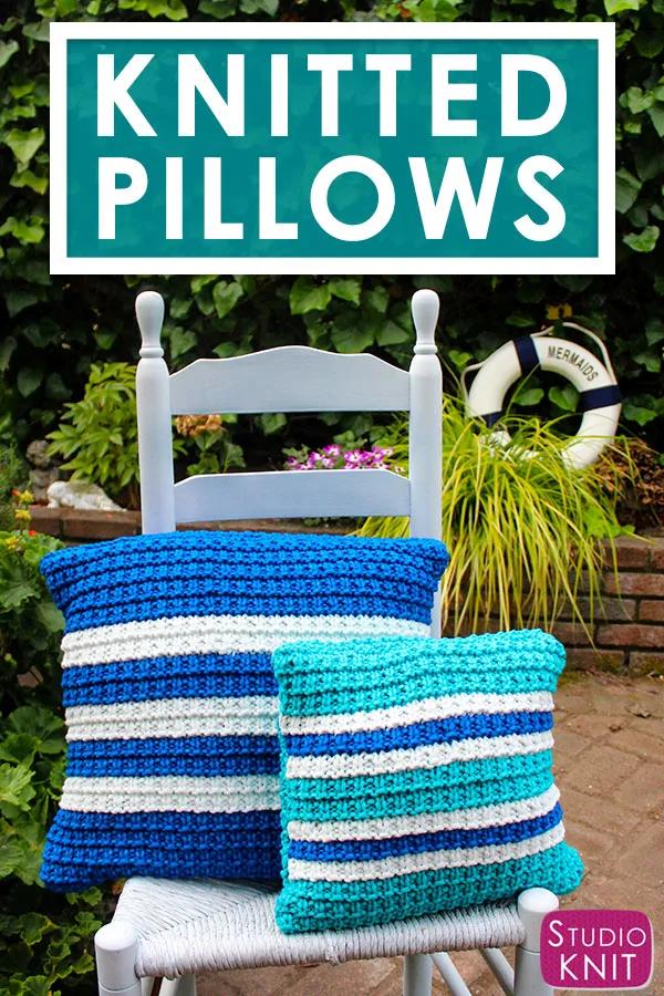 Knit a Striped Pillow in Hurdle Stitch Pattern by Studio Knit