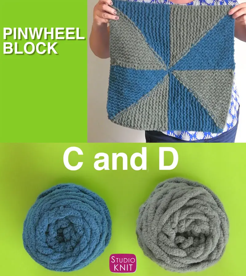 My finished object! Pinwheel Block from the Bernat Stitch Along for Knitters with Studio Knit