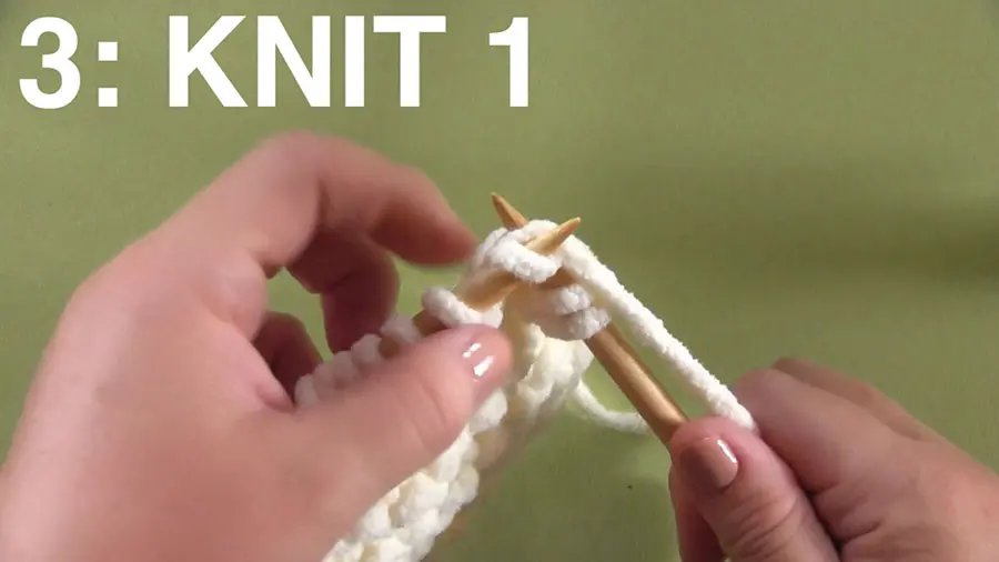 Step 3 of the Easy Stretchy Bind Off Knitting Technique by Studio Knit