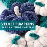 So soft! Knit up soft velvet mini pumpkins flat on straight needles. Free knitting pattern for beginners by Studio Knit