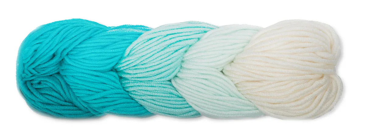 Skein of yarn in shades of blue color.