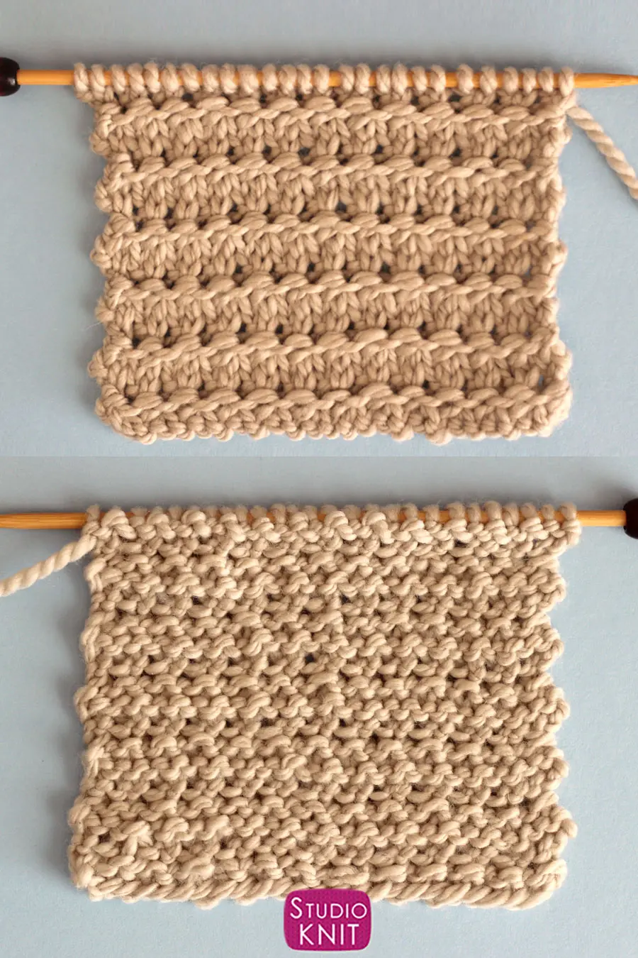 Granite Knit Stitch Right and Wrong Side