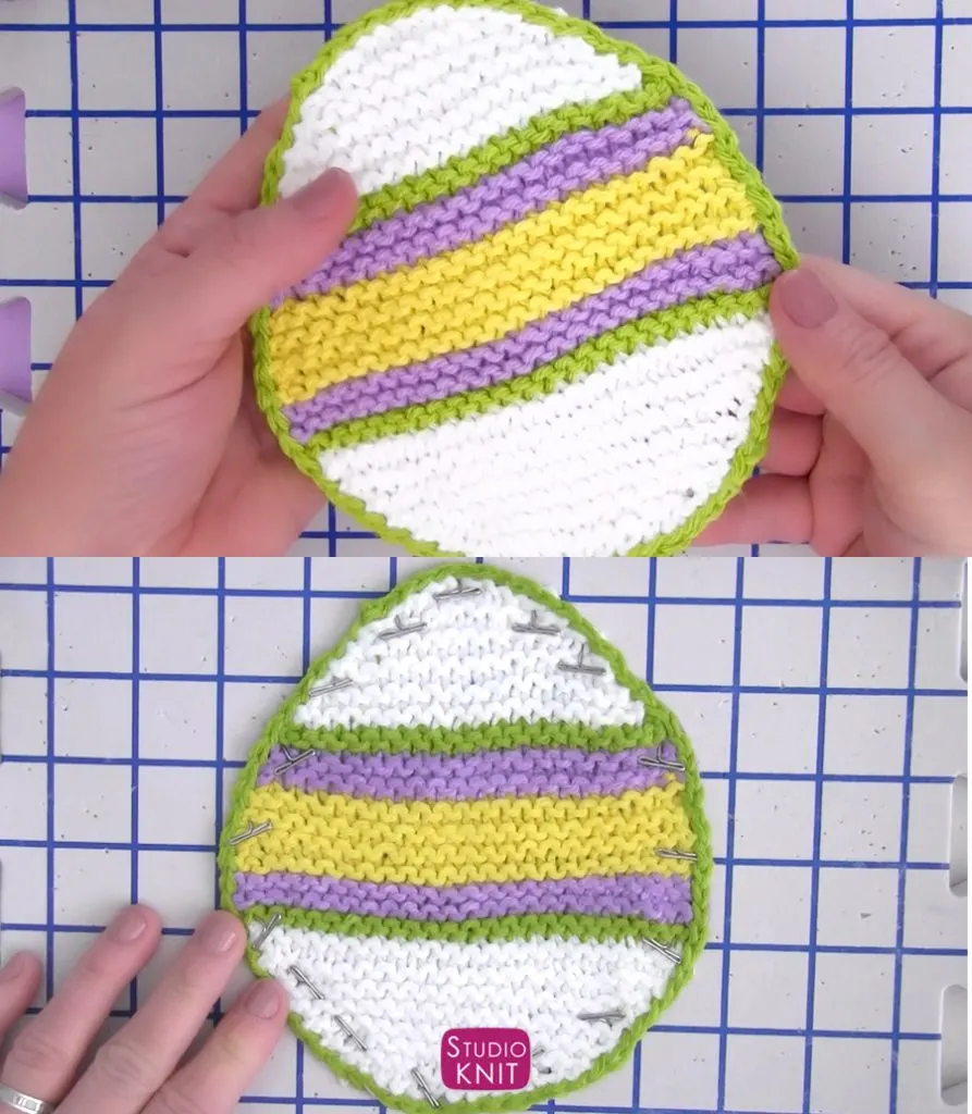 How to Block Easter Egg Dishcloth Pattern by Studio Knit