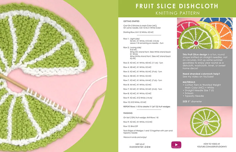 Printed Pattern thumbnail to knit the Fruit Dishcloth