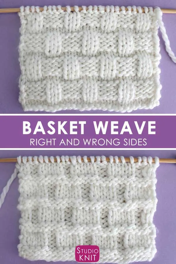 Right and Wrong sides of the Basket Weave Stitch Pattern