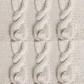 Six Knitted Bunny Cable Patterns in beige color yarn.