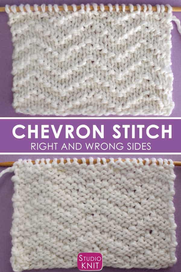 Chevron Seed Knit Stitch Pattern - Right and Wrong Sides