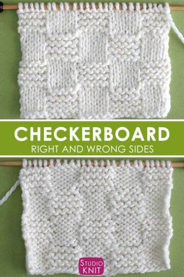 Garter Checkerboard Stitch Knitting Pattern for Beginners - Studio Knit