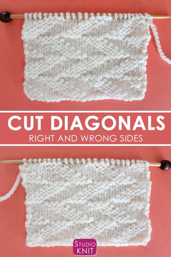 Reversible Cut Diagonals Stitch Knitting Pattern Right and Wrong Sides