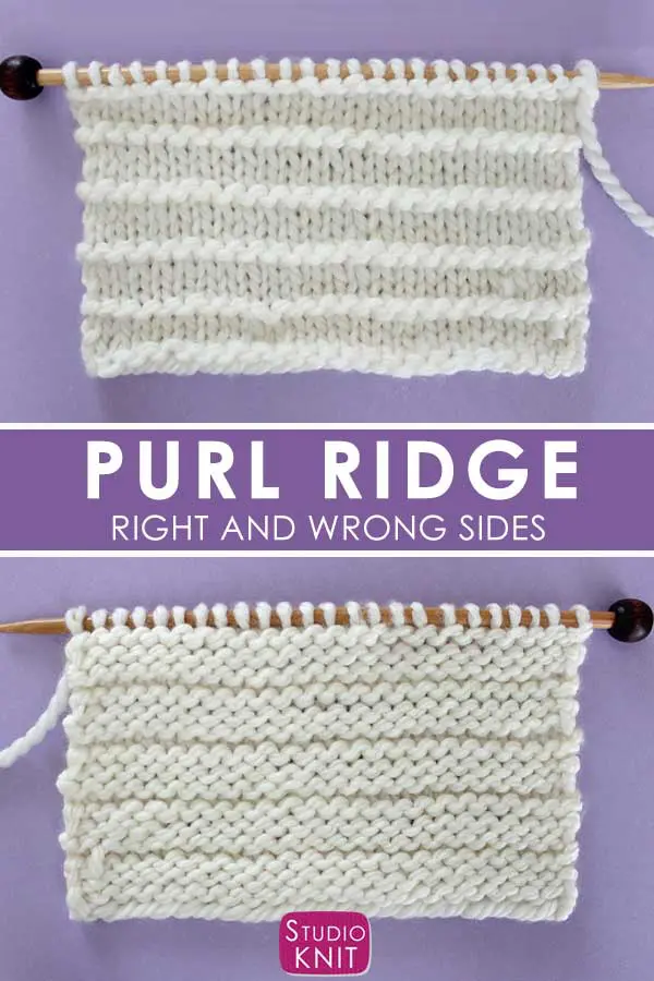 Purl Ridge Stitch Knitting Pattern Right and Wrong Sides