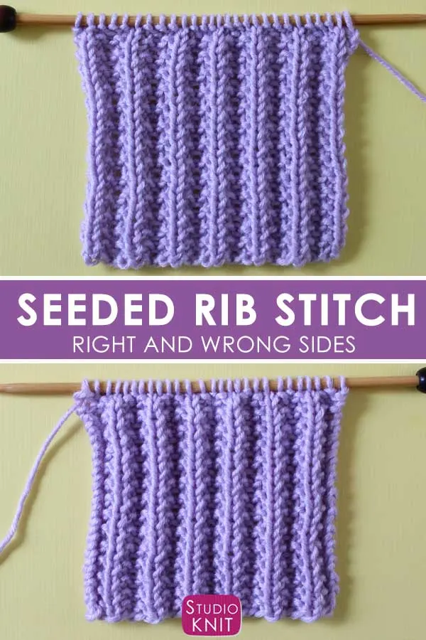 Right and Wrong Sides of Seeded Rib Stitch Pattern