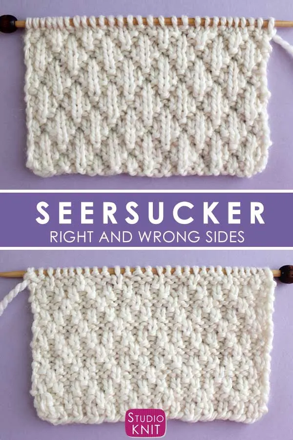 Seersucker Stitch Knitting Pattern Right and Wrong Sides