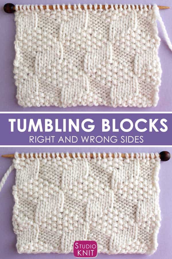 Reversible Tumbling Moss Blocks Stitch Knitting Pattern
