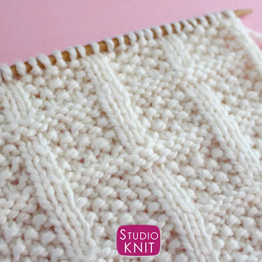 Lattice Seed Stitch Knitting Pattern Close-Up