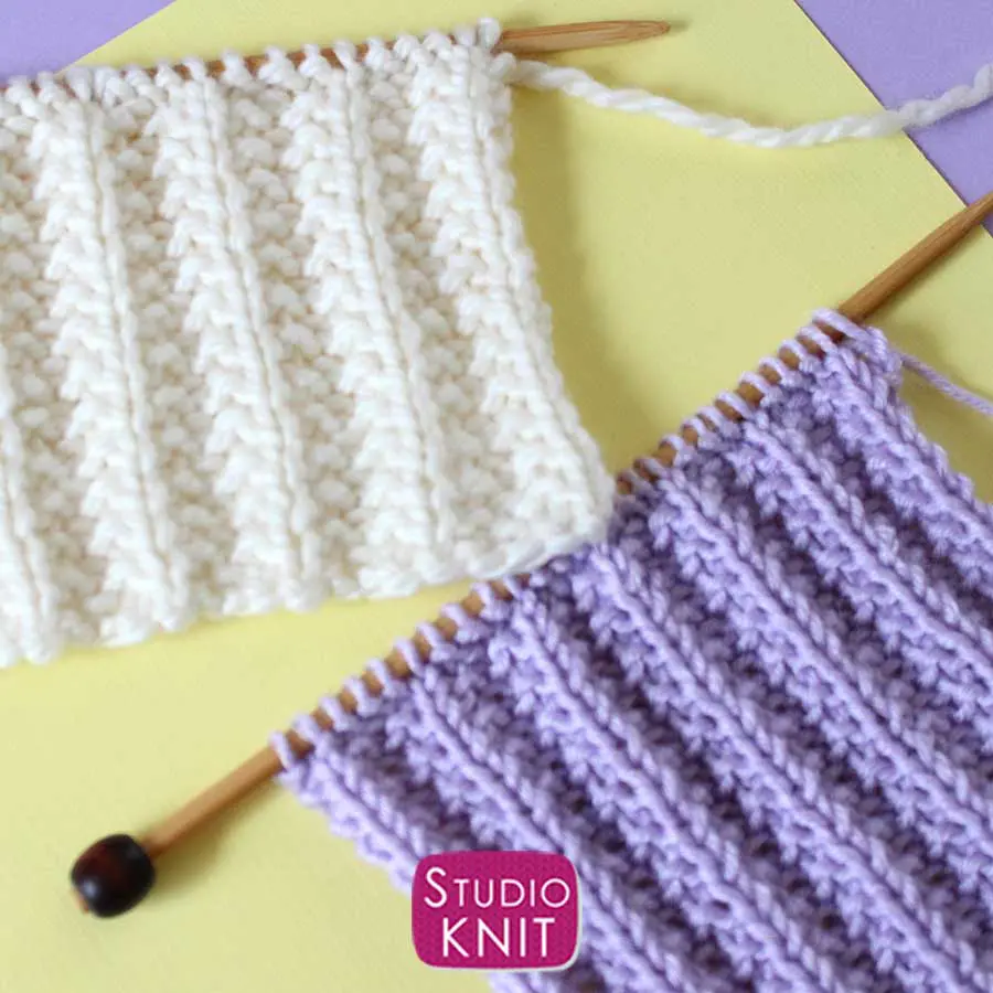 Seeded Rib Stitch Pattern knitted swatches