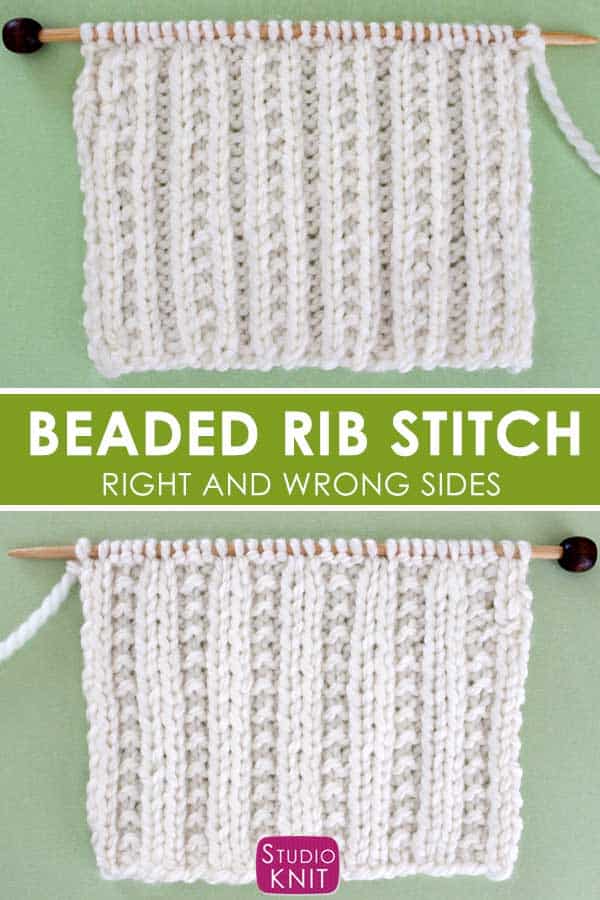 Beaded Rib Stitch Knitting Pattern Right and Wrong Sides