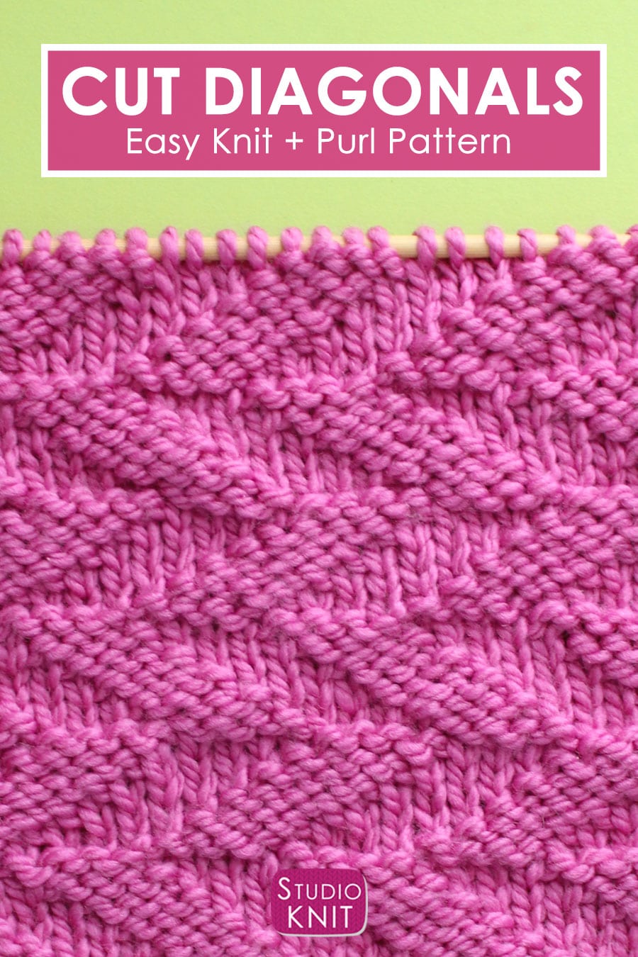 Cut Diagonals Stitch Knitting Pattern for Beginners Studio Knit