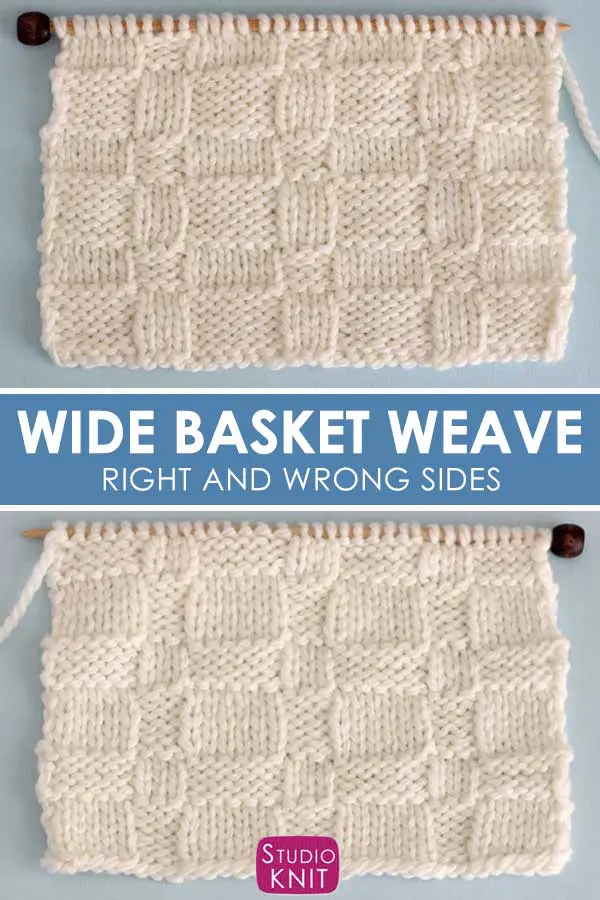 Wide Basketweave Stitch Knitting Pattern Right and Wrong Sides