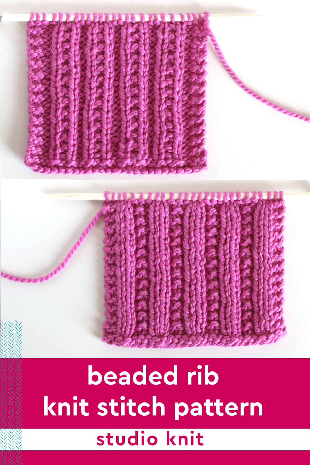Beaded Rib Stitch Knitting Pattern for Beginners Studio Knit