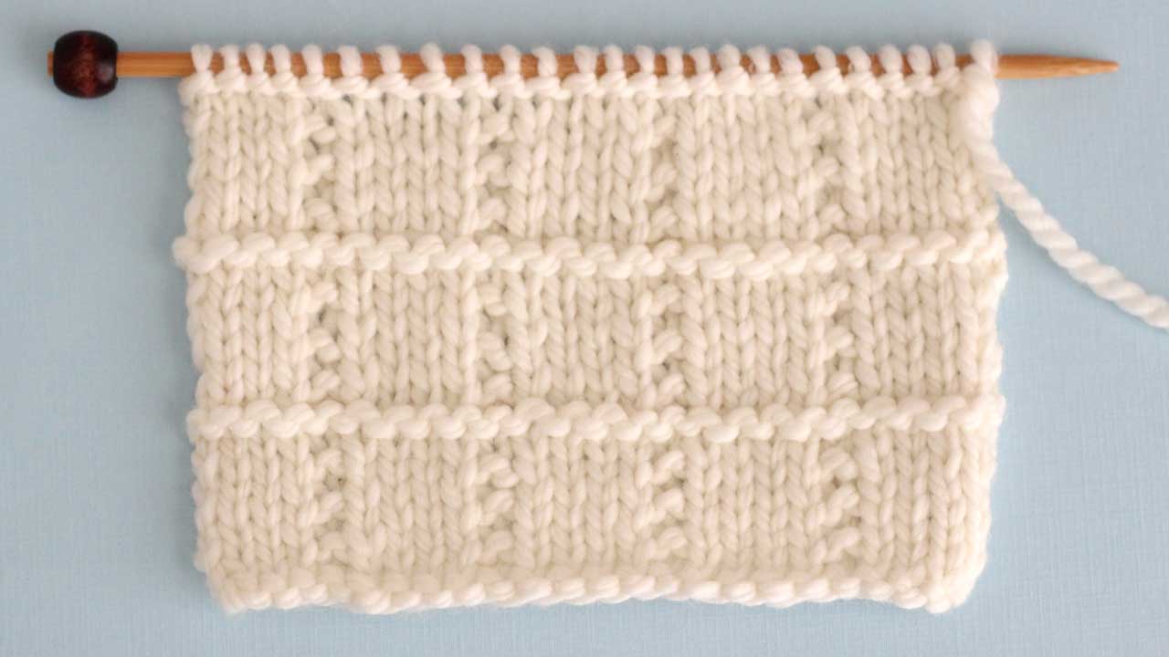 Tile Squares Stitch Knitting Pattern for Beginners
