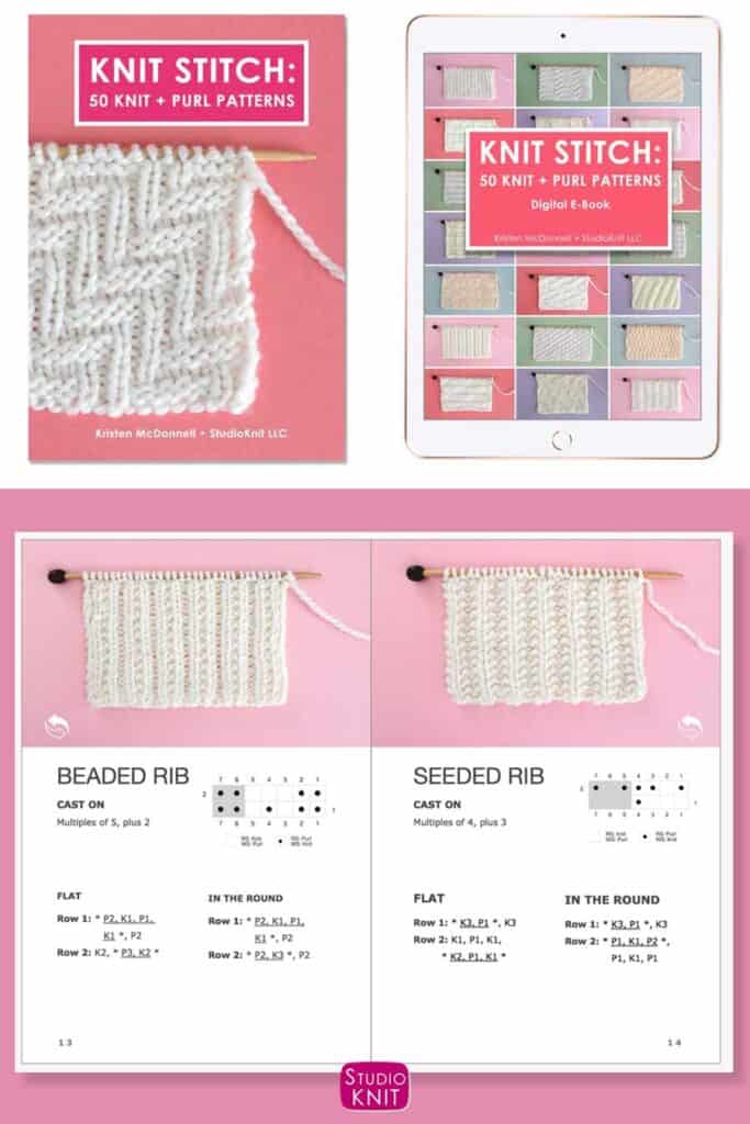 Beaded Rib Stitch Knitting Pattern for Beginners - Studio Knit
