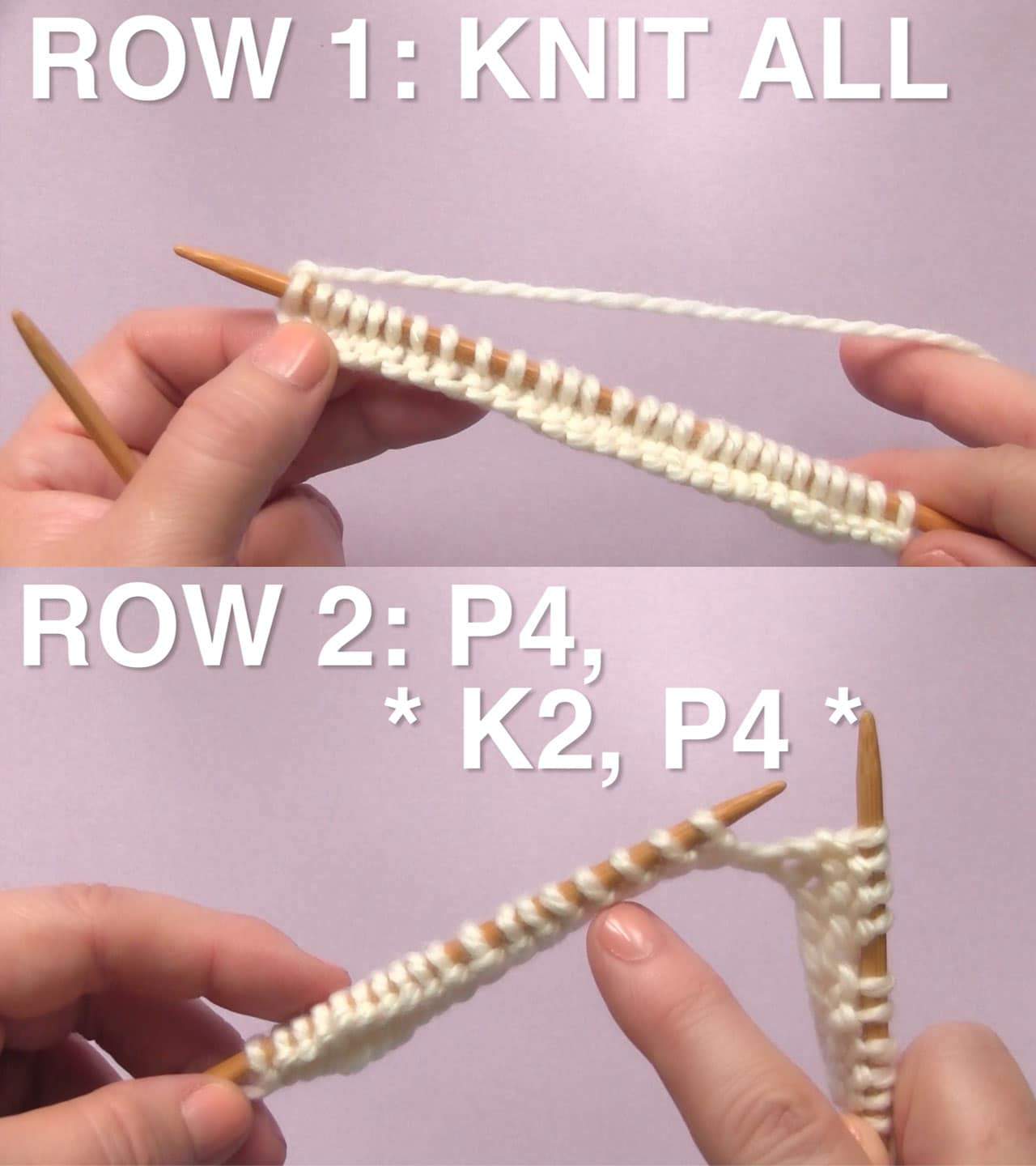 Rows 1 and 2 for the Double Fleck Knitting Pattern