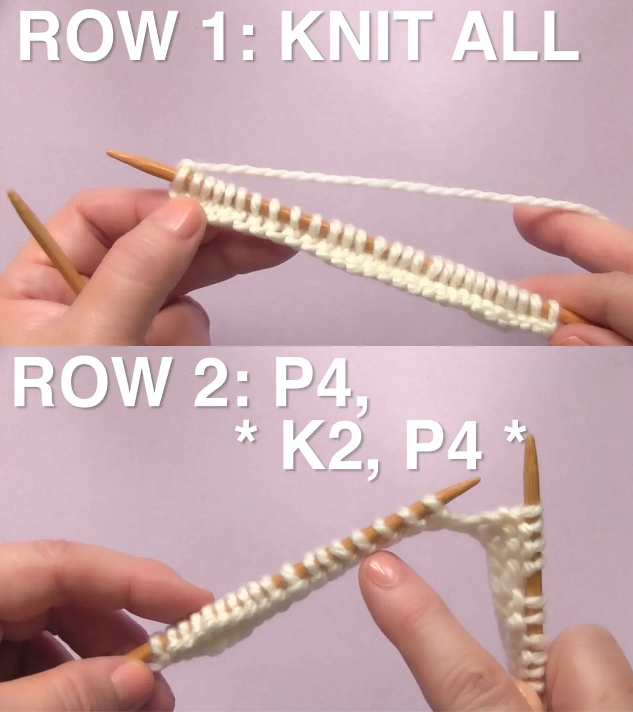 Rows 1 and 2 for the Double Fleck Knitting Pattern