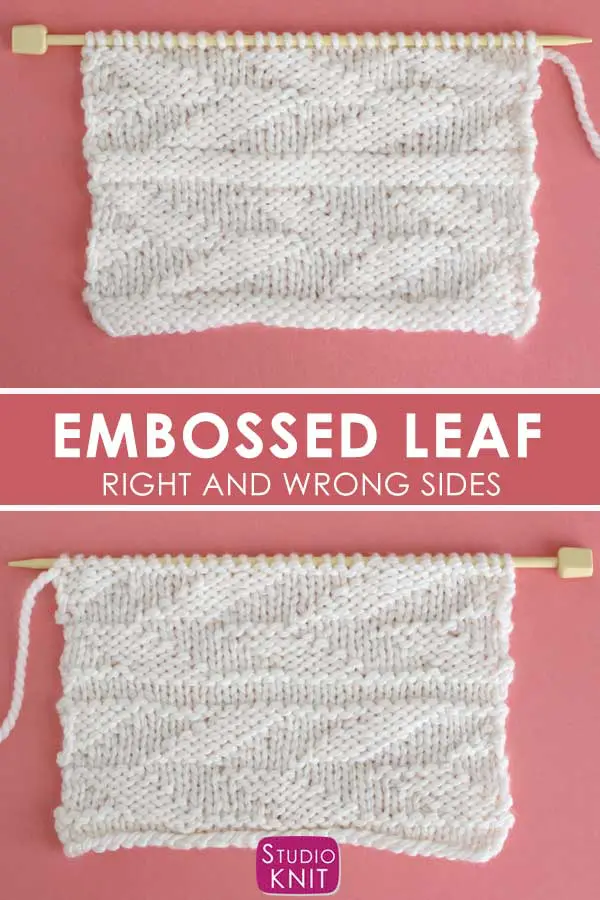 Right and Wrong Sides of the Embossed Leaf Stitch Pattern