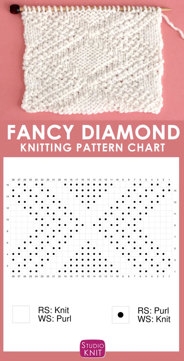 Fancy Diamond Stitch Knitting Pattern Chart