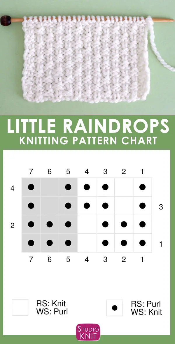 Little Raindrops Stitch Knitting Pattern Chart