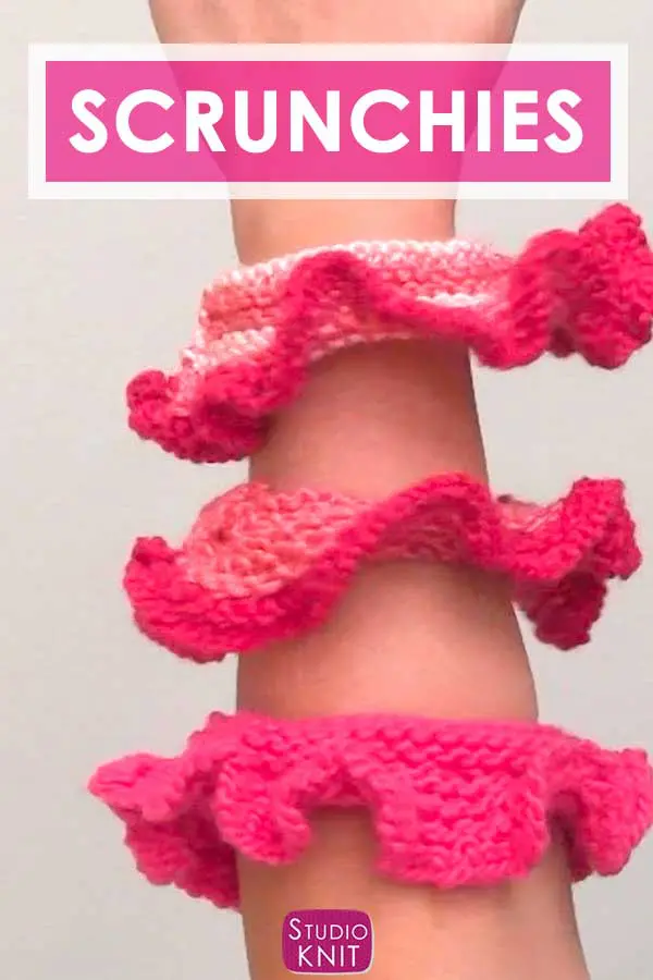 Hair Scrunchies Knitting Pattern Stacked on Arm by Studio Knit