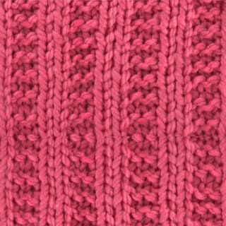 Garter Ribbing Knit Stitch Pattern in pink color yarn.