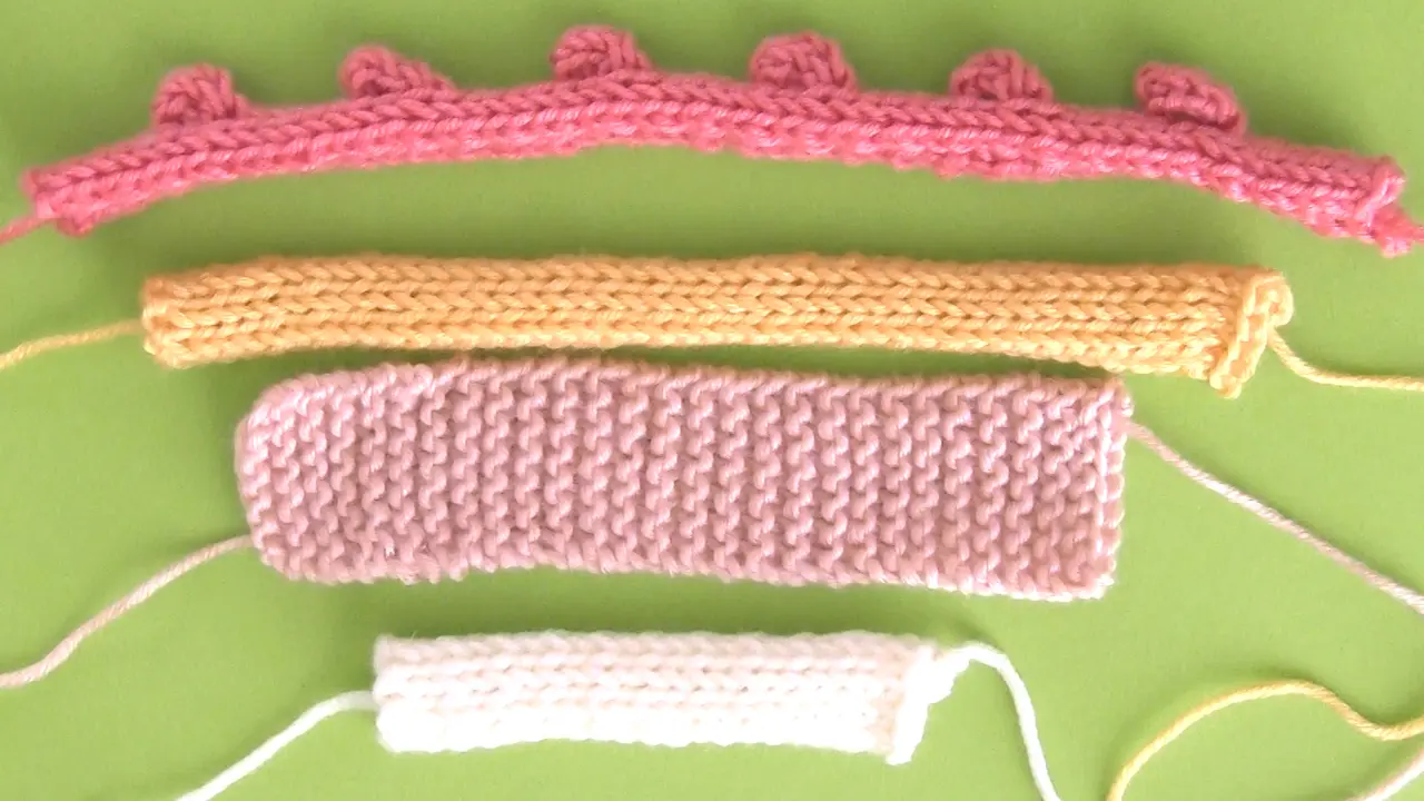 layers of knitted swatches