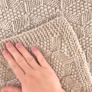 Knitted Blanket in Tumbling Blocks Pattern