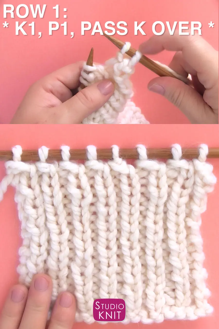 How to Knit Row 1 of the Two-Row Bind Off