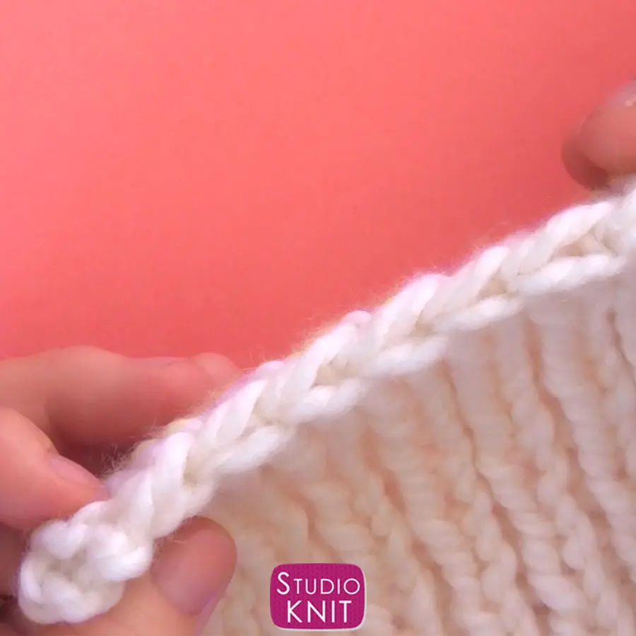 Top edge of two-row bind off edge