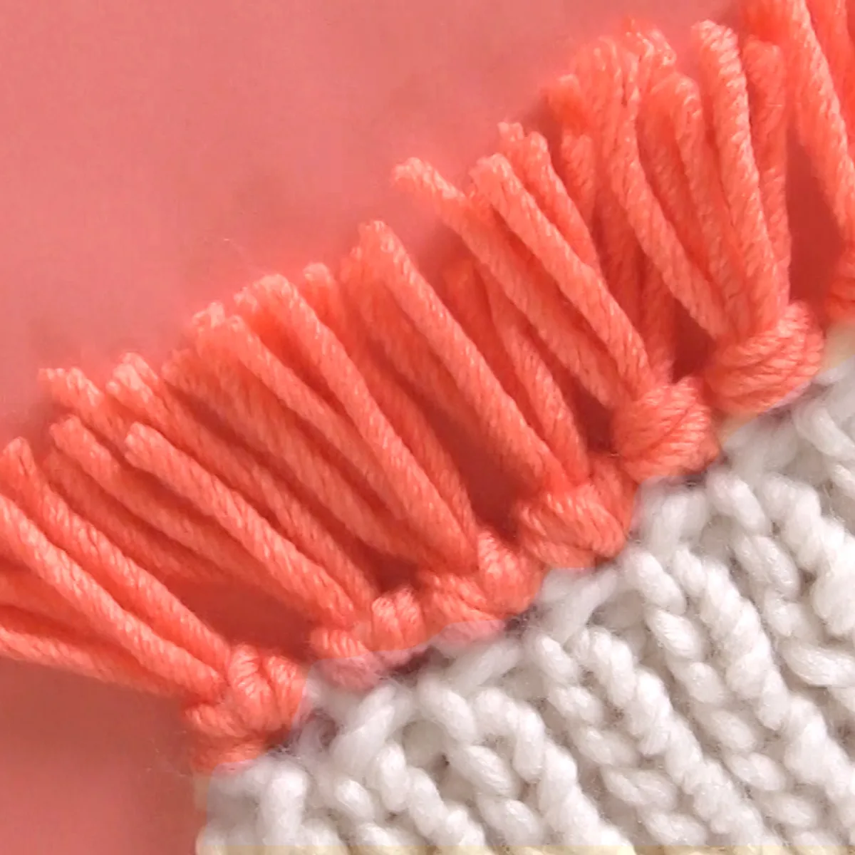 Two-Row Bind Off knitting technique with fringe