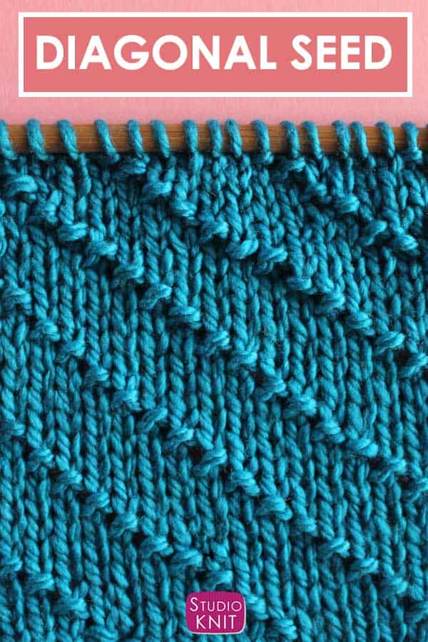 Diagonal Seed Stitch Knitting Pattern for Beginners Studio Knit