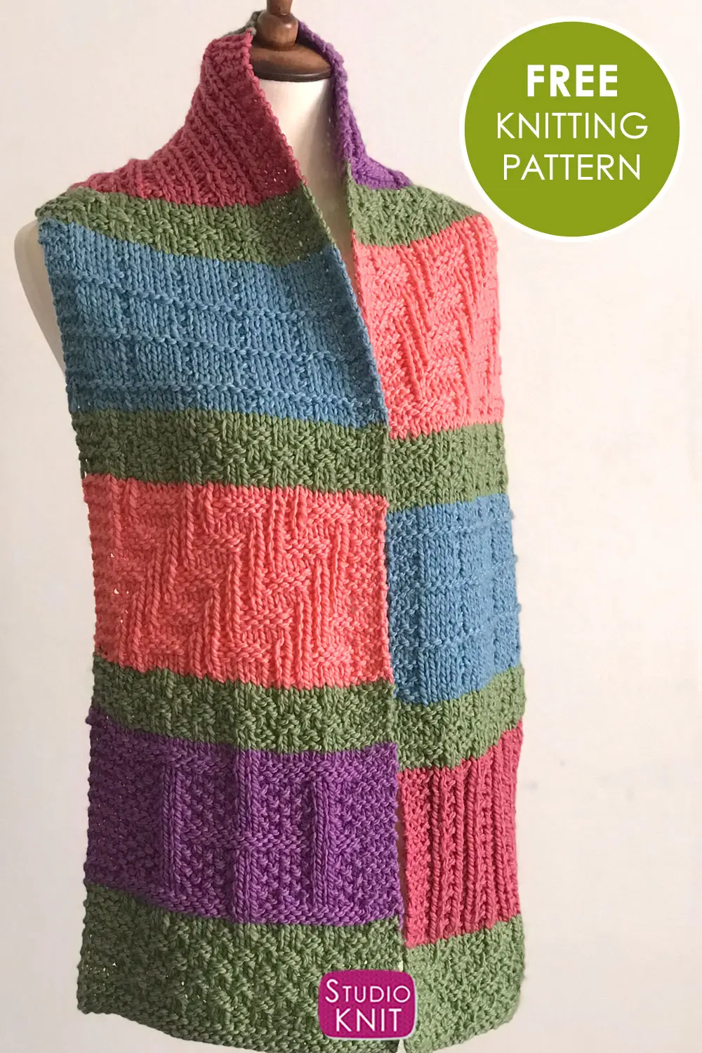 Sampler Color Block Scarf Knitting Pattern