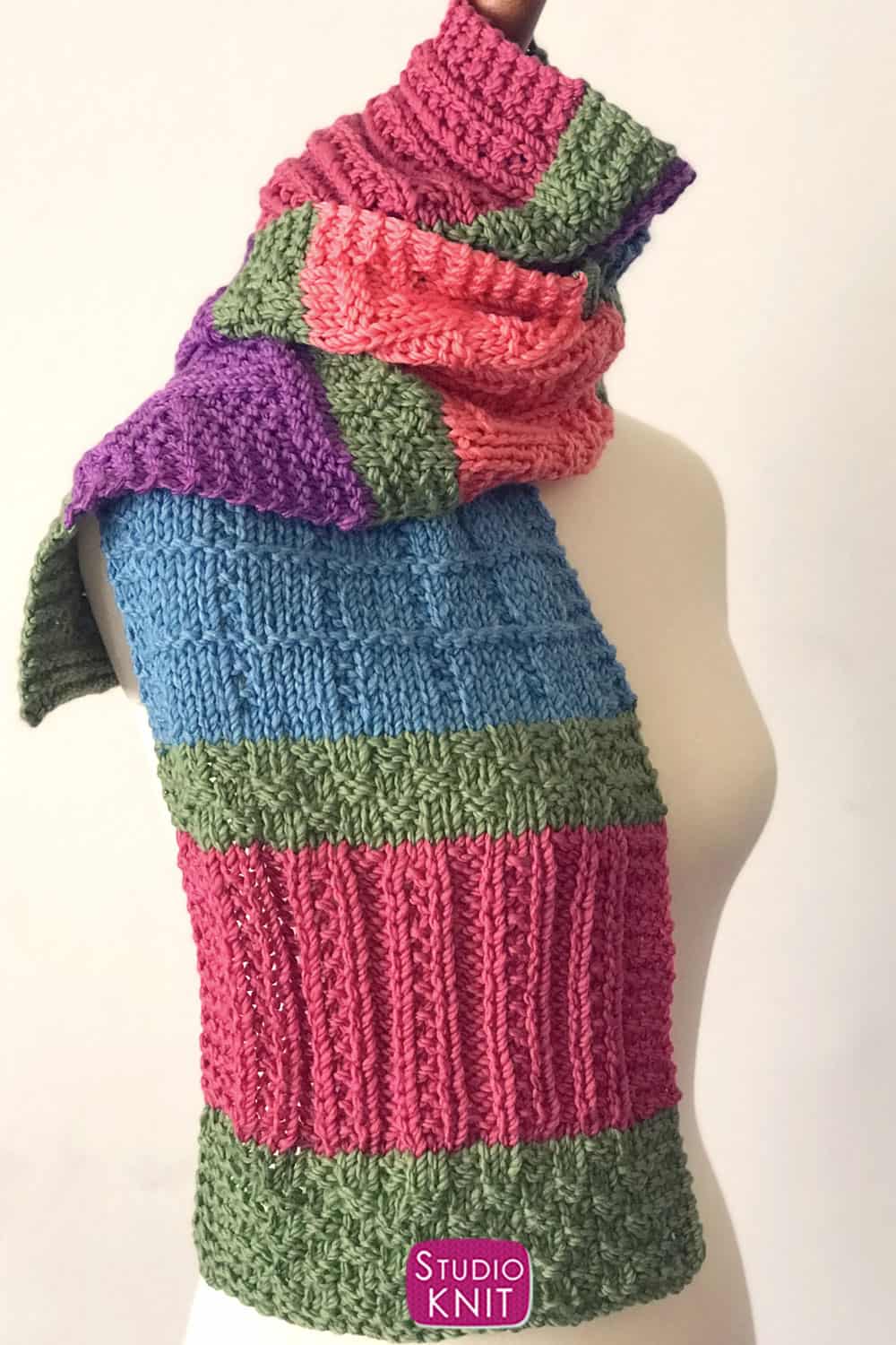 Easy Color Block Scarf Knitting Pattern | Studio Knit