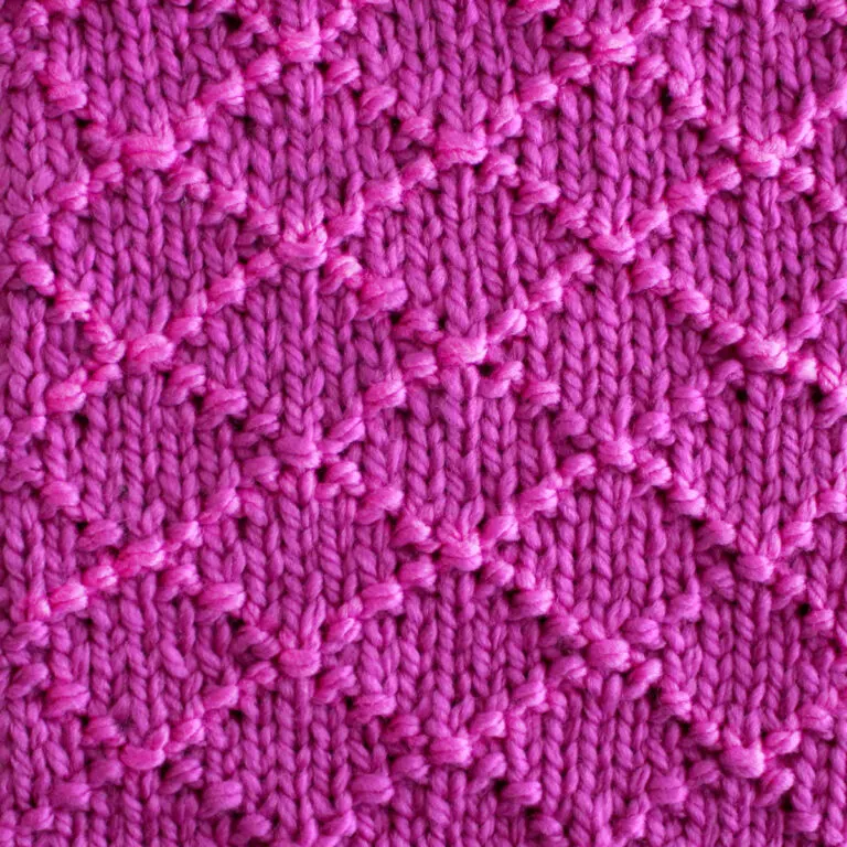 Diamond Brocade Stitch Knitting Pattern for Beginners