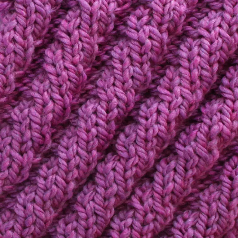 Diagonal Spiral Rib Stitch Knitting Pattern