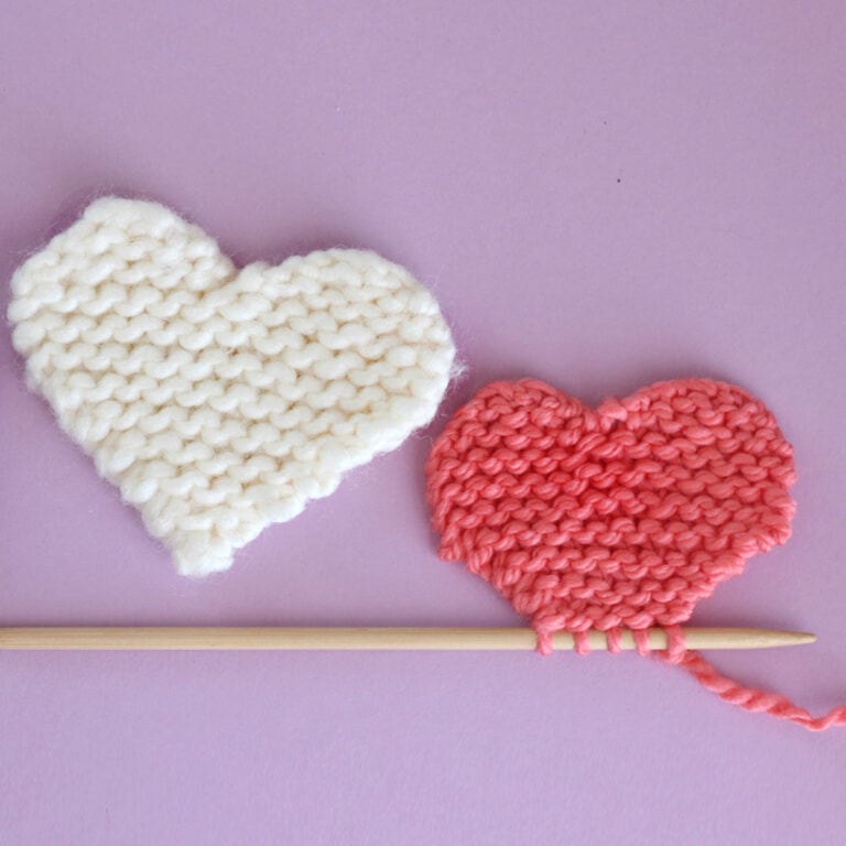 Easy Heart Knitting Pattern in Garter Stitch