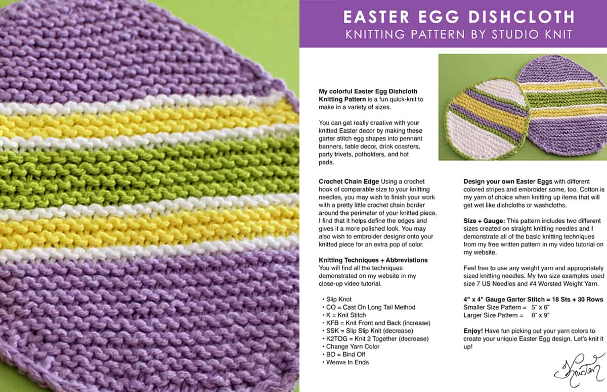 Easter Egg Dishcloth Knitting Pattern thumbnail.