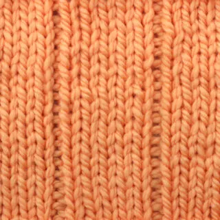 5x1 Flat Rib Stitch pattern in orange yarn color.