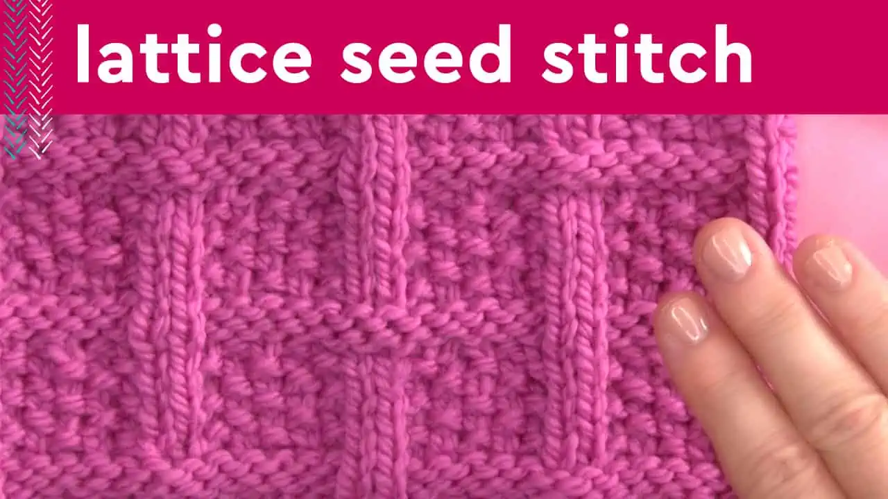 Lattice Seed Stitch knitting pattern in pink color yarn.