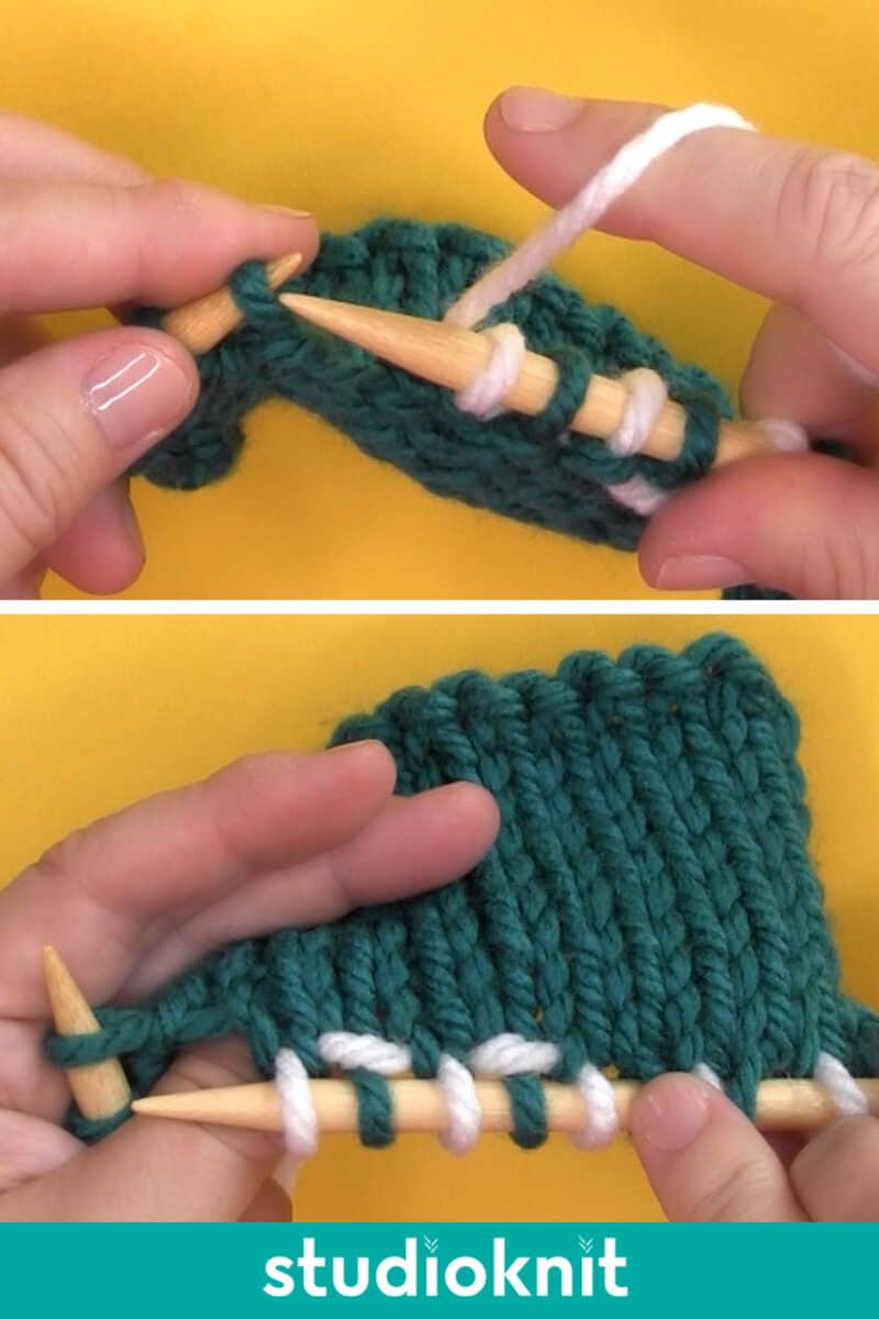 Demonstration of a Slip Stitch Purlwise on a Purl Row with Yarn in Back.